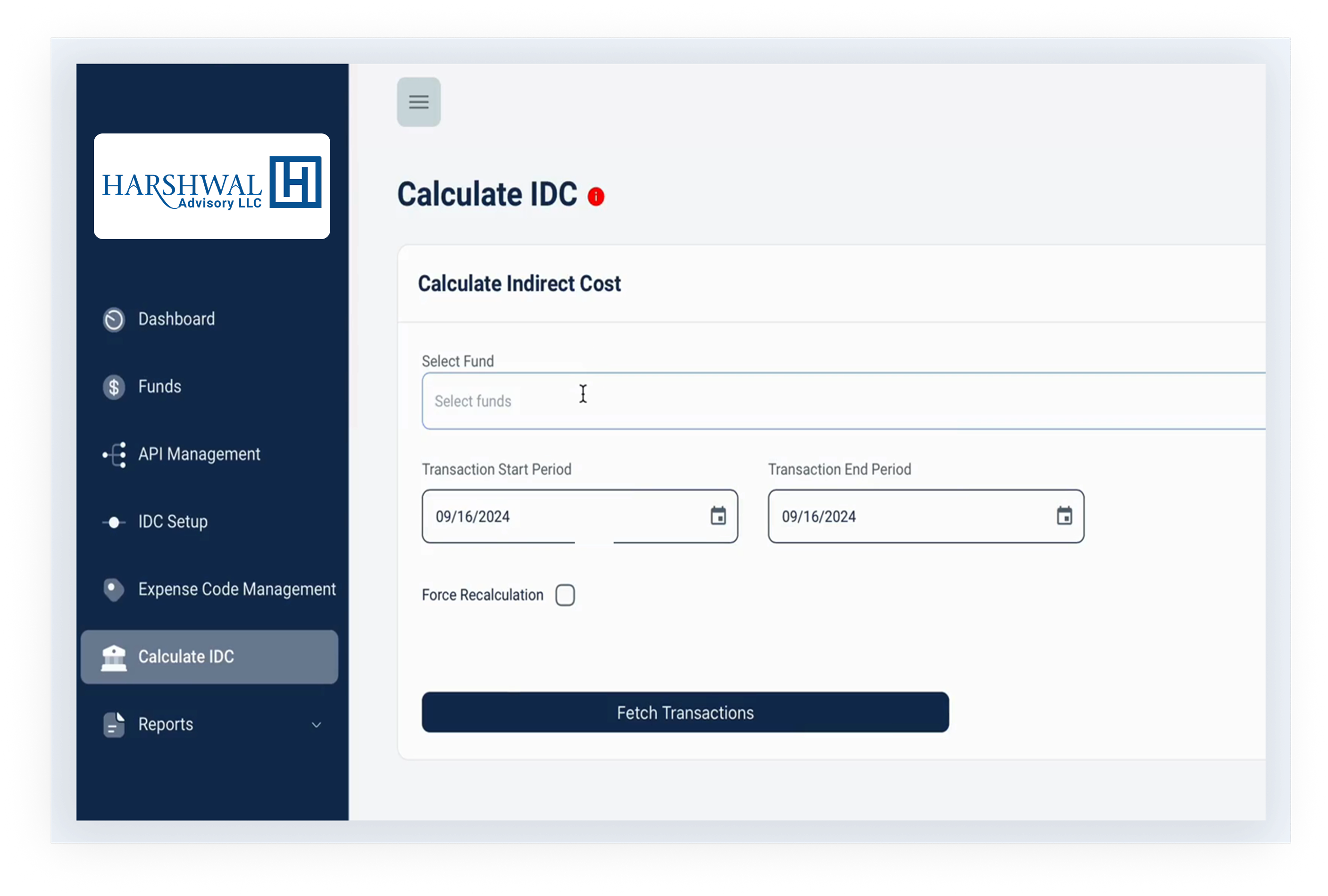 Indirect Cost Automation Screenshot